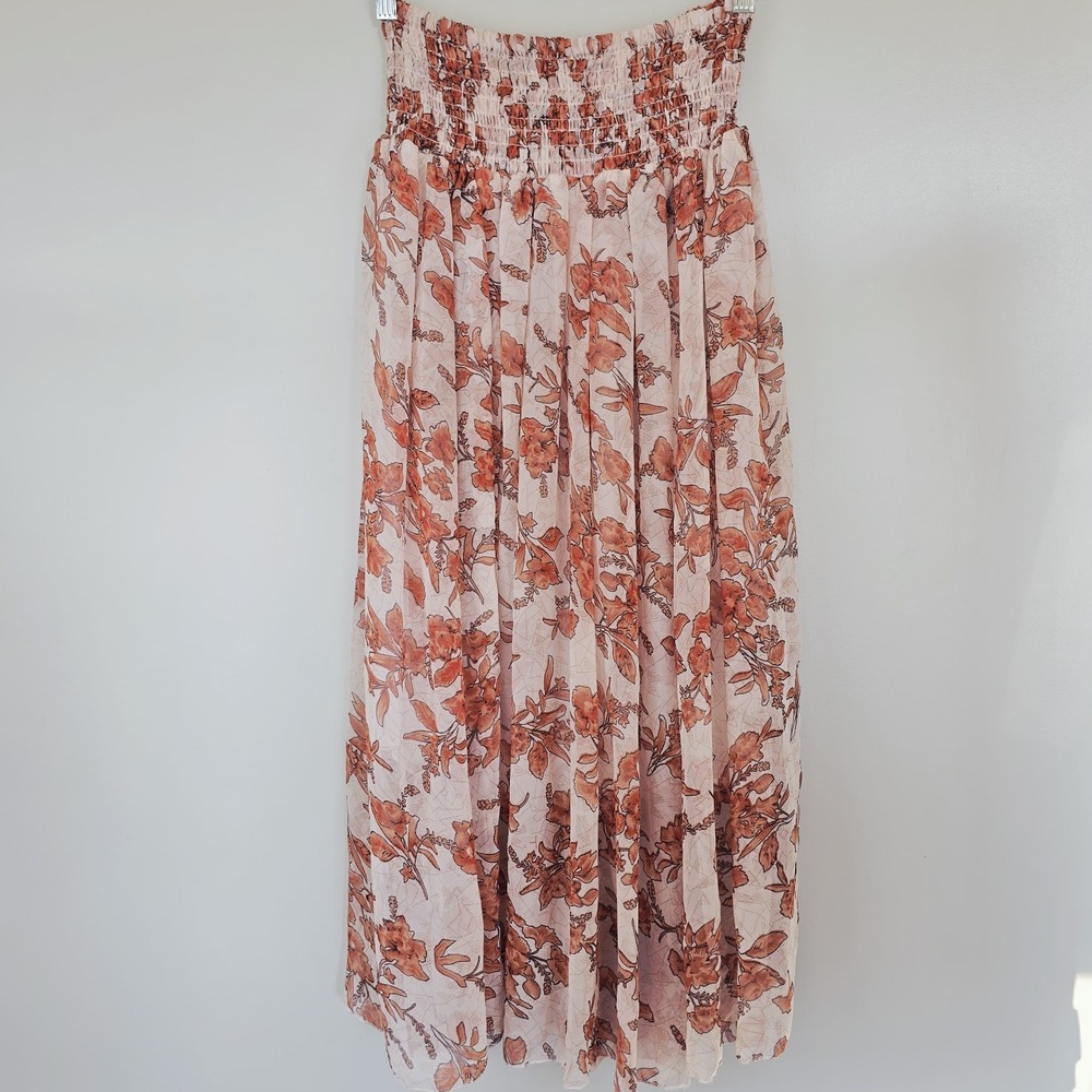 Jackpot Peach/Beige Lined Long Boho Sheer A-line Skirt Overlay Sz. One Size.C120
